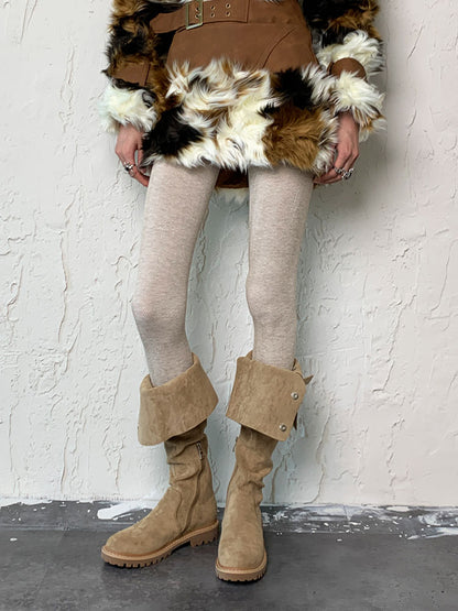 ベージュのY2K冬用タイツ