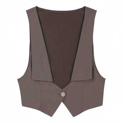 Braune Ouji Fashion Weste mit Umschlagkragen