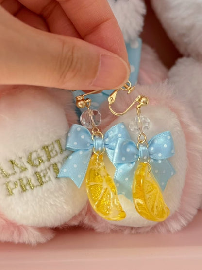 Lemon Bowknot Ear Color Decorated Options 3 Polka-dot Clips Pattern