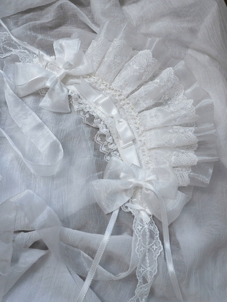Ivory Lace Bonnet & Floral Hair Clips Set - Sleepless Unanswered