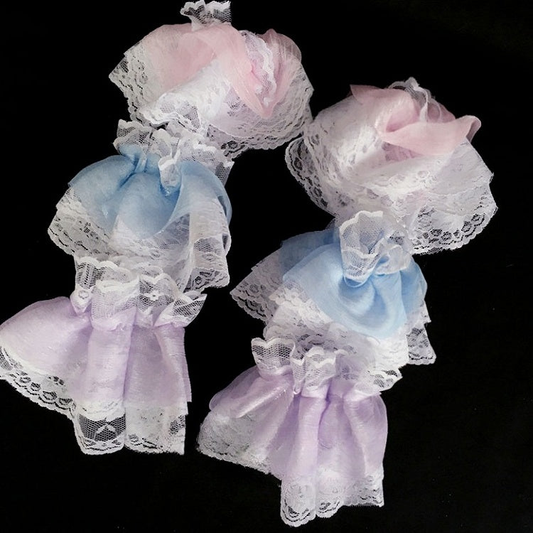 Gyaru Cuffs Fashion Lace Ruffle Pink/Blue/Purple Lolita Wrist