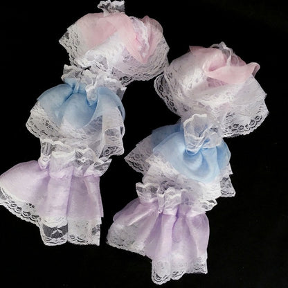 Gyaru Cuffs Fashion Lace Ruffle Pink/Blue/Purple Lolita Wrist