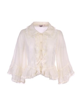 Sun-protective Apricot Bell Sleeves Ruffled With Cardigan