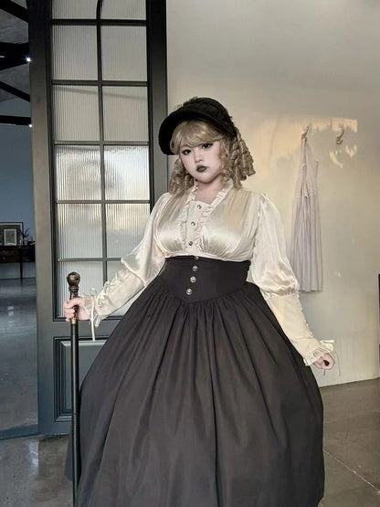 High Corset Lolita Black Skirt Gothic Belt Waist