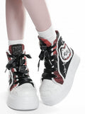 Tops Platform Black Red High with Patch Cat
