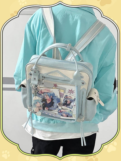 Large Daily Ita Backpack With Cute Puppy Print Blue Capacity