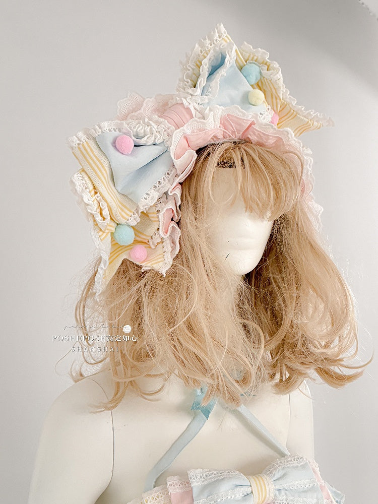 Pink and Blue Sweet Princess Puffy Tiered Ruffle Skirt Boning Dress