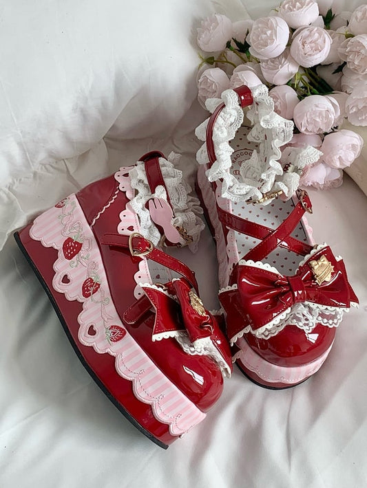 Platform Decor Janes Mary Sweet Wine Red - Design Lolita with Strawberry