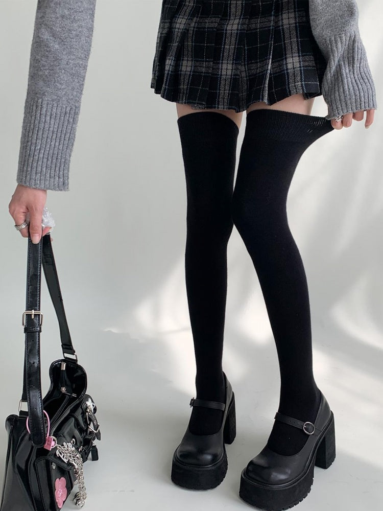 Lange schwarze JK-Baumwollstrümpfe