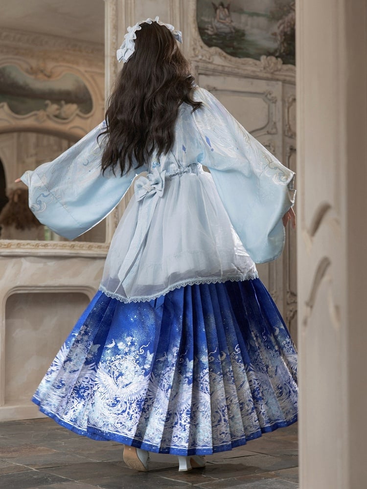 Light Blue Floral Embroidery Overlay - ZhiXiYue