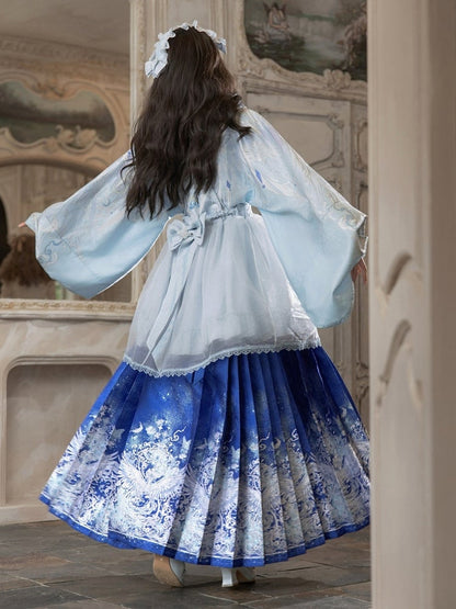 Light Blue Floral Embroidery Overlay - ZhiXiYue