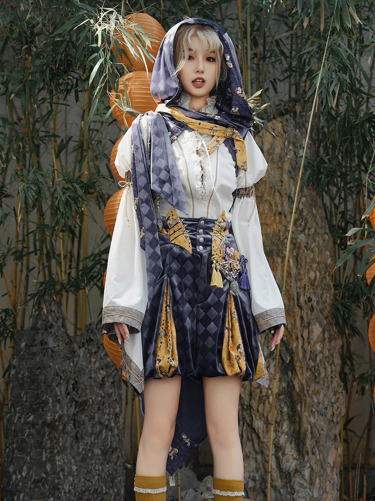 Yellow & Purple High-Waist Checked Bloomer - Neoludwig