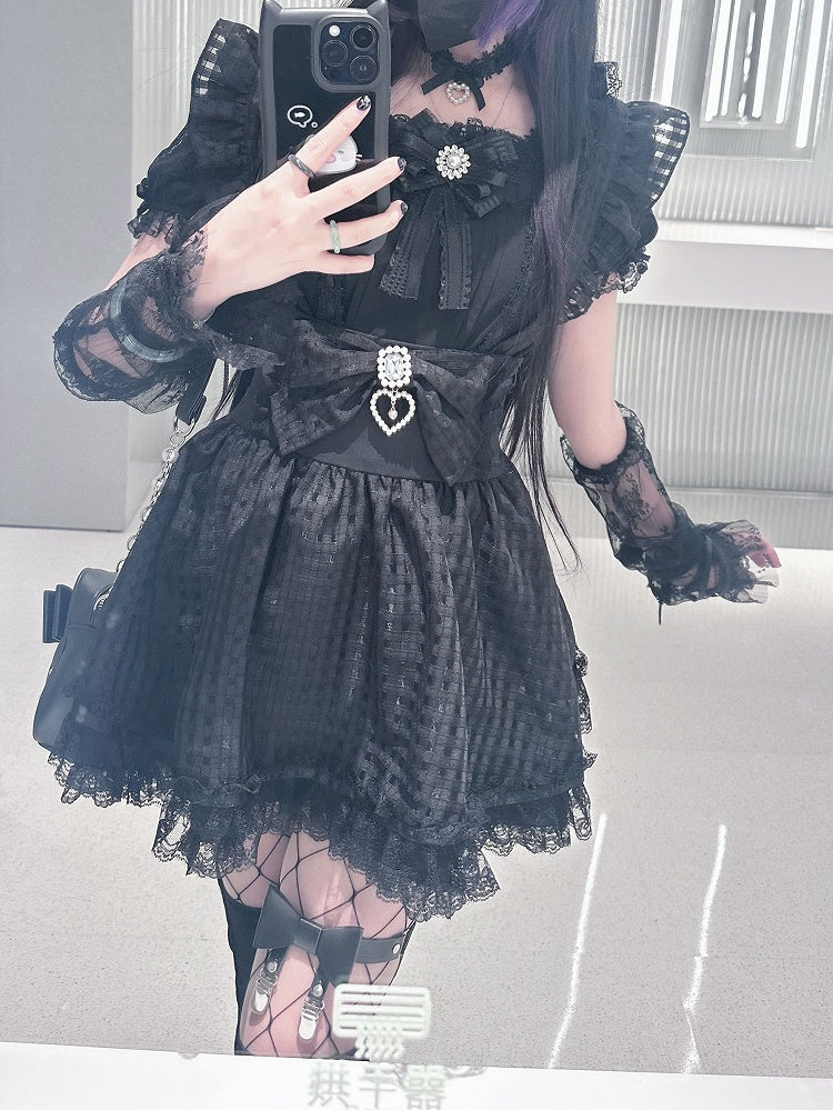 Jirai Kei Kurzarmbluse mit kostenlosem Choker