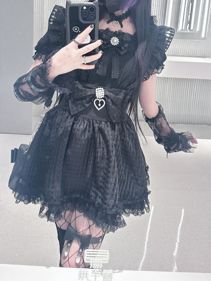 Jirai Kei Kurzarmbluse mit kostenlosem Choker