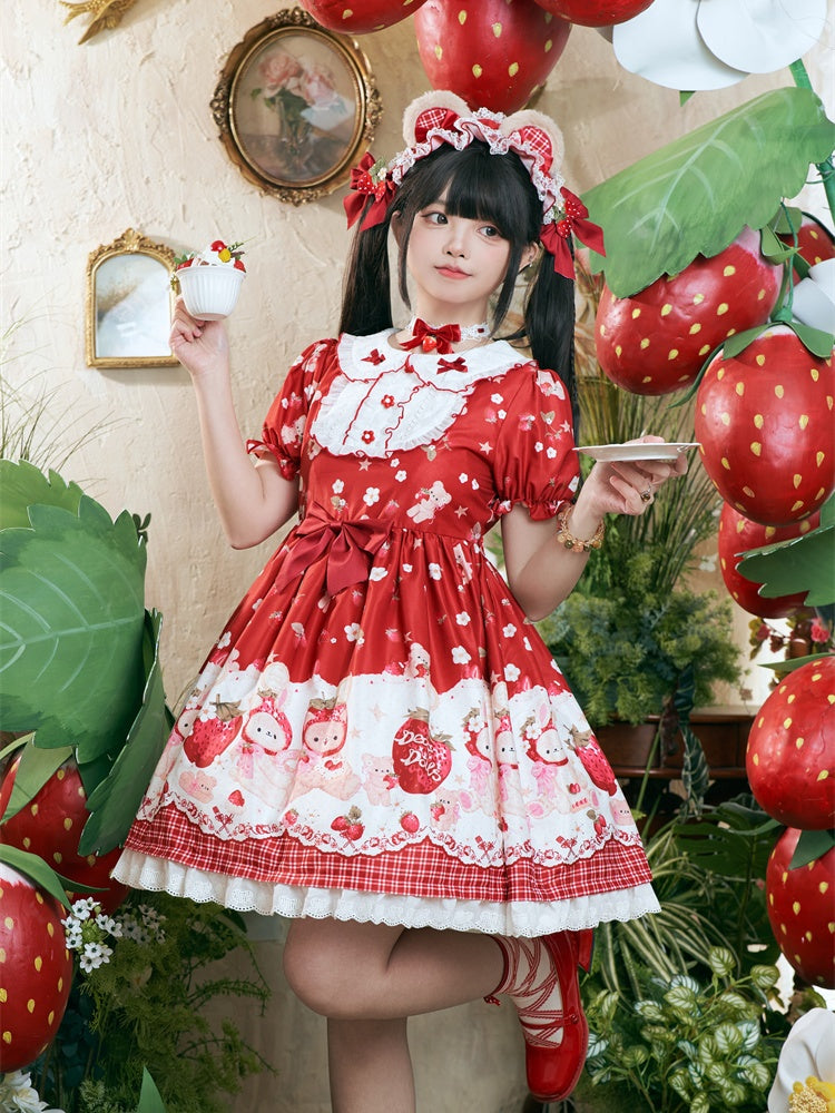 ワインレッドのクマ耳デザイン スウィートロリータKC