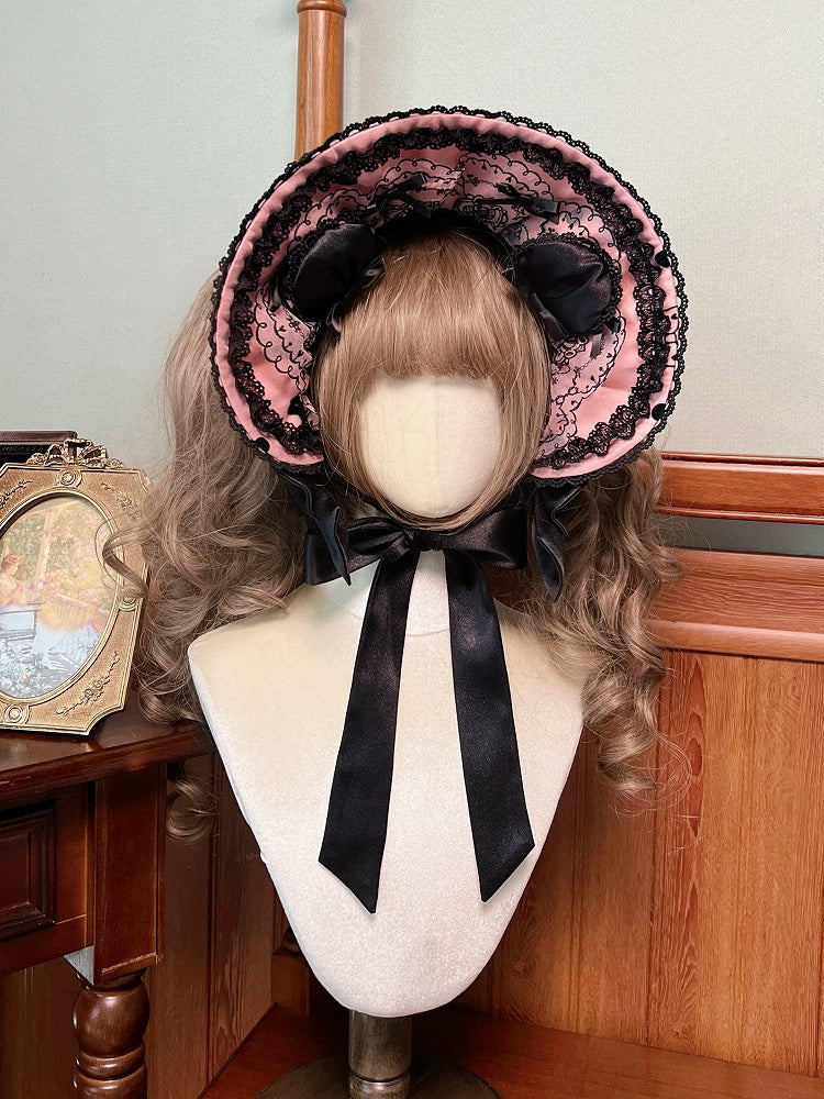 und / mit Ohren Motorhaube Bär Pink Lila Sweet Lolita Stickerei