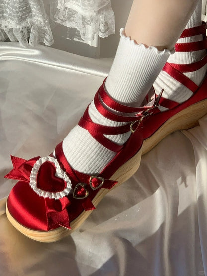 Decor Wine Wood 6.5cm Lolita - Sweet Janes Mary Bottom Heart Convertible Red with