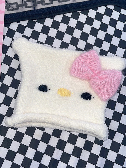 Bowknot Y2K Gestrickte Kätzchenmütze