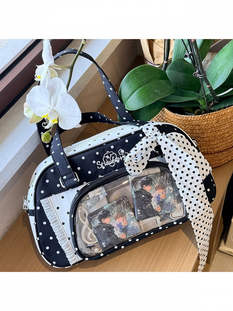 Monochrome Polka Dot Large Ita Crossbody Bag