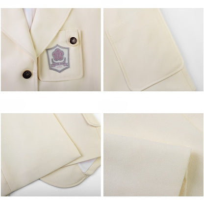 Stil Kragen Beige/Lila/Pink Uniform JK Blazer Preppy Notched
