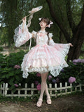 Chinoiserie Pink Lolita JSK with Lace, Choker & Full Set - White Sugar Girl