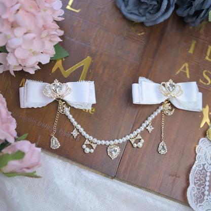 Jirai Chain with Colors Beaded Hairclips Bowknot Kei 6 Crown