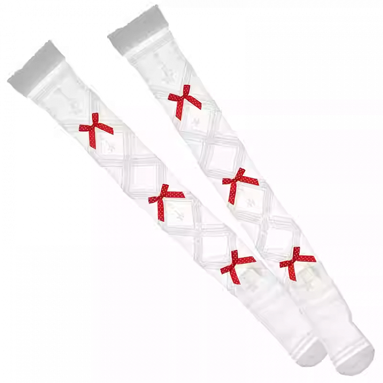 Red/Black Bows Crisscorss Banded Lolita Over Knee Stockings