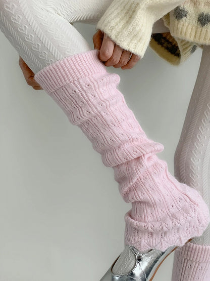 Colors） Knit Ribbed Slouchy Warmers （6 Leg Stirrup