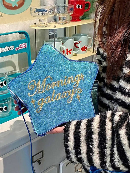 Dark Badge Star-shaped Ita Bag Set Charm PU with Blue Detachable