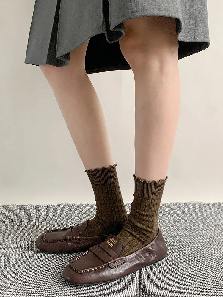 Crew Socks Ribbed Ruffle (5 Cuff Colors)