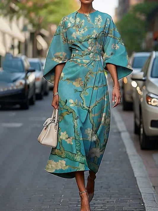 Women's Midi Dress Floral Dress Print Dress Elegant Fashion