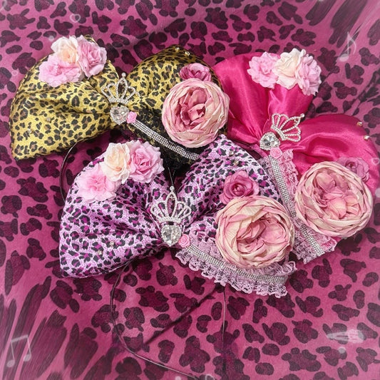 Bow Gyaru Fashion Headpieces Hime Leopard - Styles Print KC 3-Color
