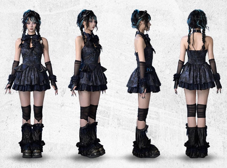 Girl Lace Dress and with Details Bow Punk