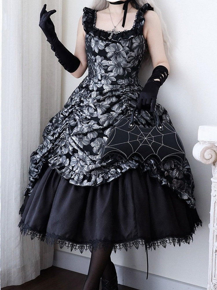 Silver and Black Ruffled JSK Gothic Lily - Miss Point