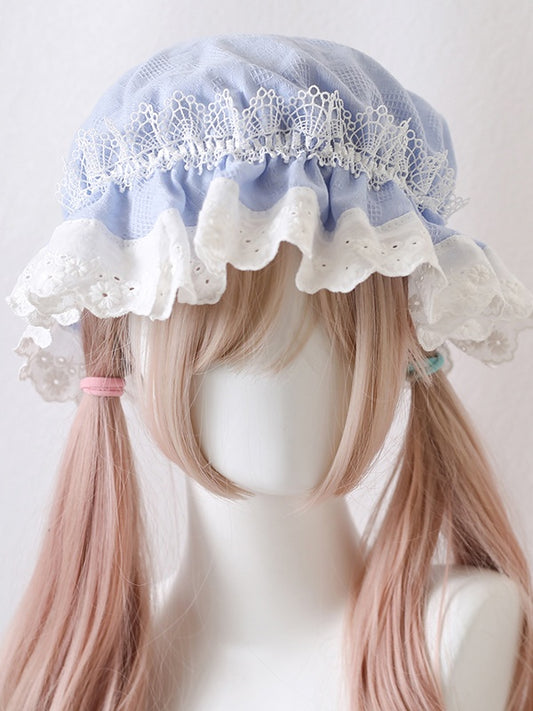 Hat White Colors Cute Baby Lace-Trimmed 12 Lolita With