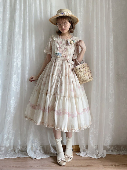 Pink Floral Lamb Print Casual Dress - Miss Point
