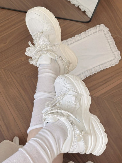 Bow Platform Sweet Lolita White - Details Sneakers