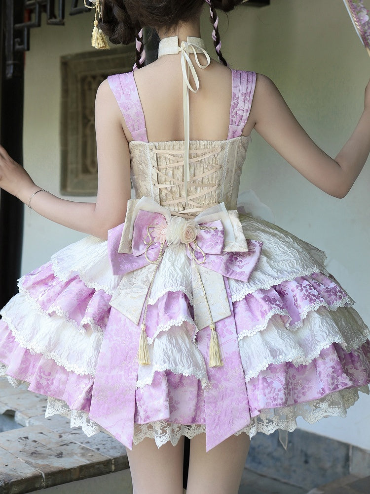 ブルー/パープルピンクのリボンビッグ