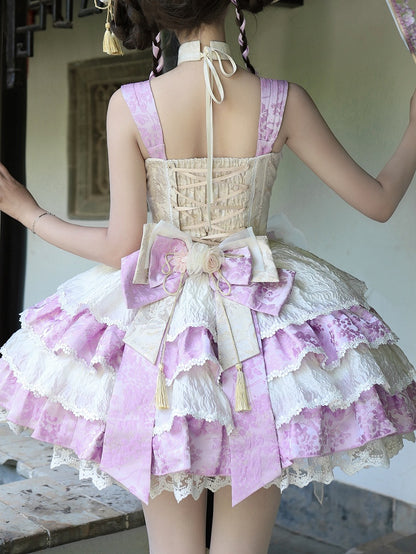 ブルー/パープルピンクのリボンビッグ