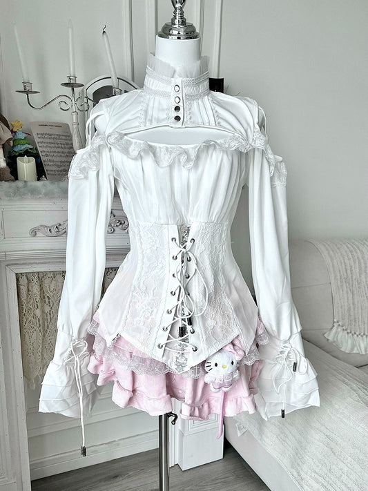 Rose Theme Blouse and Layered Skirt Set - Sub Era