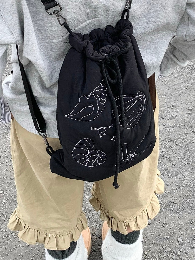 Black Conch Backpack/Shoulder Y2K - Bag