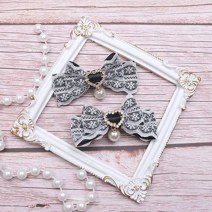 Bowknot Pearl Options Color Kei 10 Hairclip Rhinestone Jirai Lace Heart