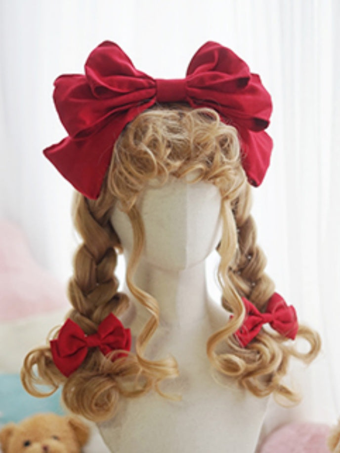 Blond/Weiß/Braun/Rosa/Hellblonde lange gewellte Perücke mit lockigem Pony