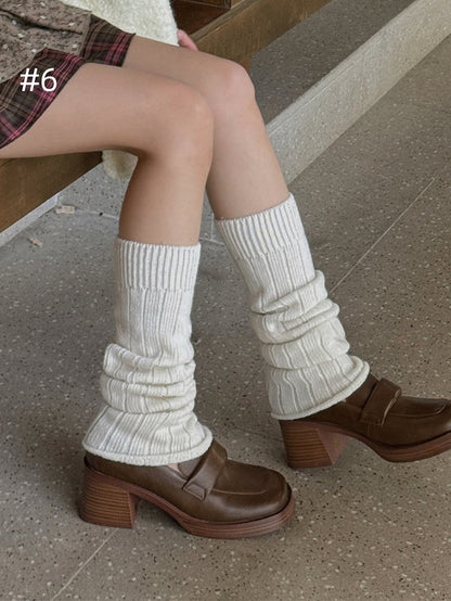 Y2K Ribbed Trim Knitted Leg Warmers