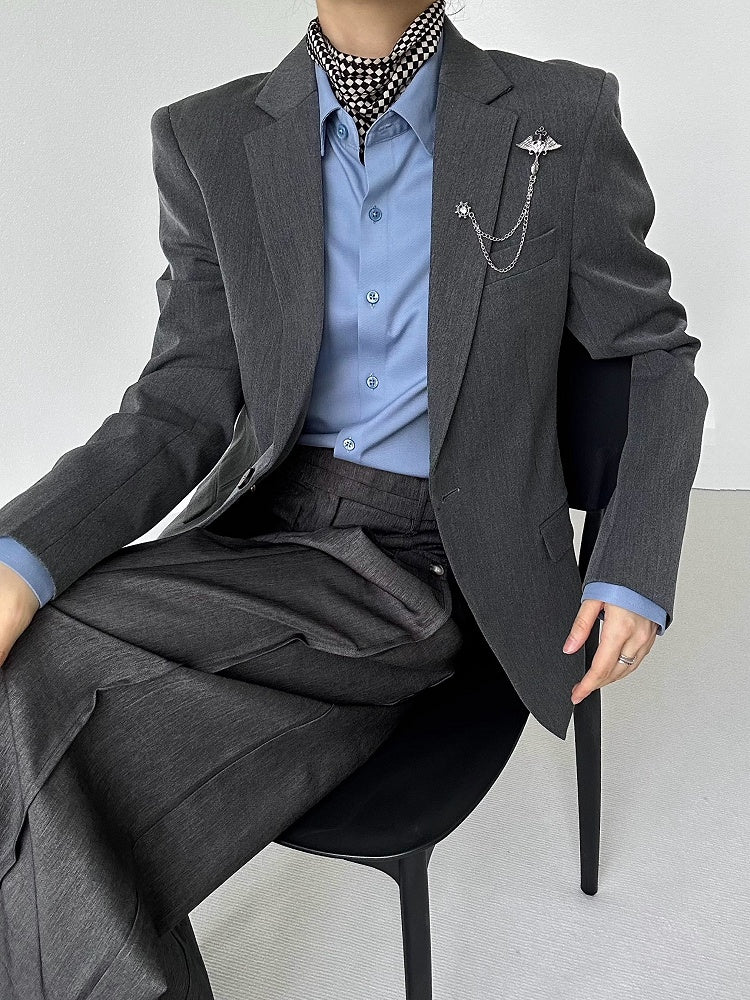 with Gray Ouji Shoulder Back Lolita Slit Blazer Pads Unisex