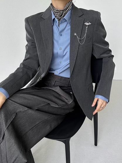 with Gray Ouji Shoulder Back Lolita Slit Blazer Pads Unisex