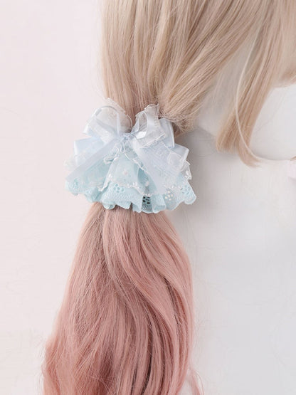 Bowknot Blue/Pink Hairclip Lolita Lace