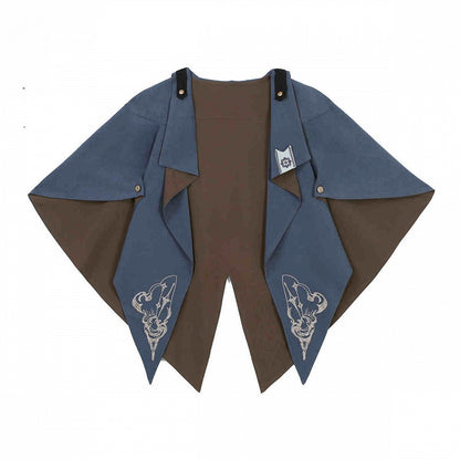 Blue and Brown Ouji Lolita Embroidery Details Pointed Hemline Cape