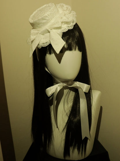 Trim Hat Bowknot Lace Details White Mini