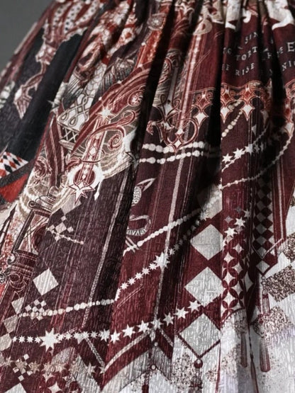 Taille Rot Korsett Schach Rock Gürtel Print Thema Lolita